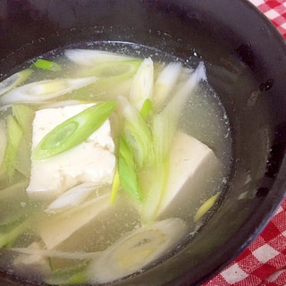 豆腐とネギの胡麻豆乳スープ♡
